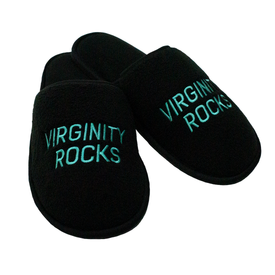 Virginity Rocks Black Slippers