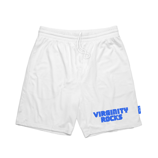 Virginity Rocks Game White Mesh Shorts