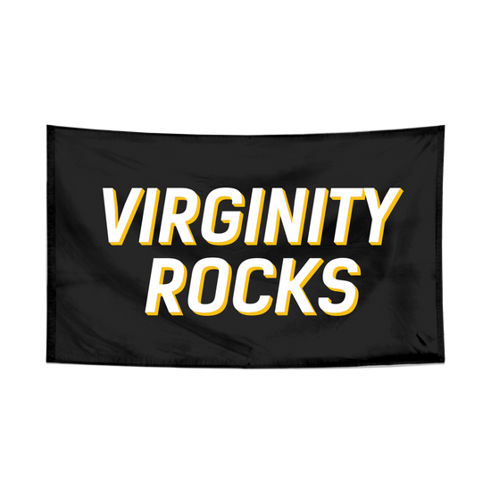Virginity Rocks Black Wall Flag