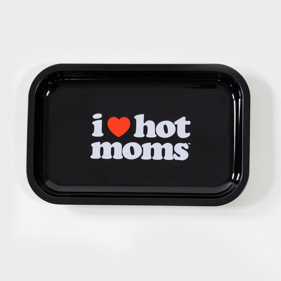 I Heart Hot Moms Black Rolling Tray