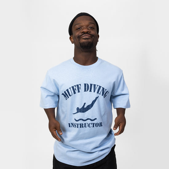Load image into Gallery viewer, Muff Diving Instructor Light Blue Tee
