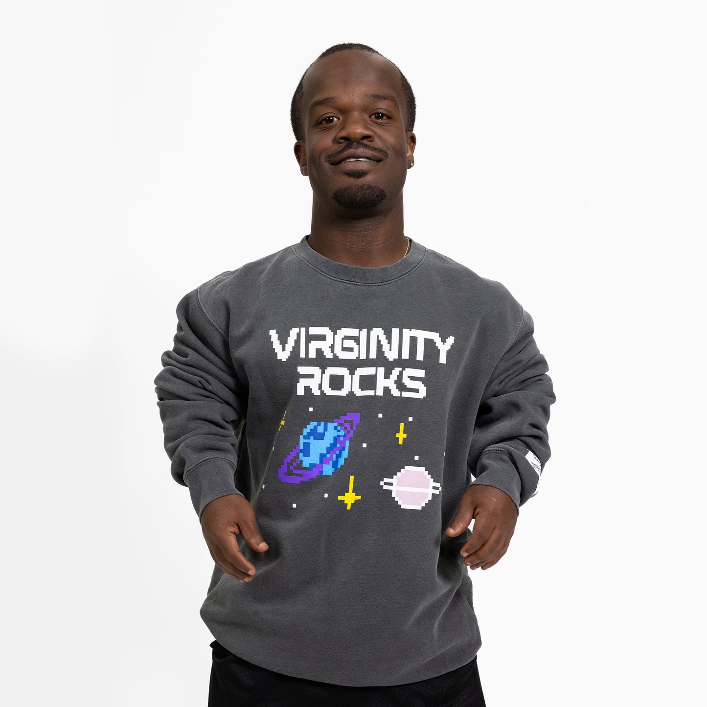 Virginity Rocks Pixel Space Crewneck
