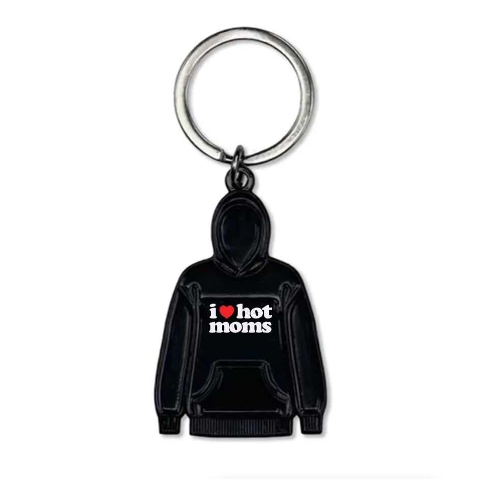 I Heart Hot Moms Black Hoodie Keychain