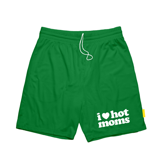 I Heart Hot Moms Green Mesh Shorts