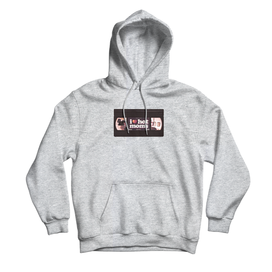 I Heart Hot Moms VHS Grey Hoodie