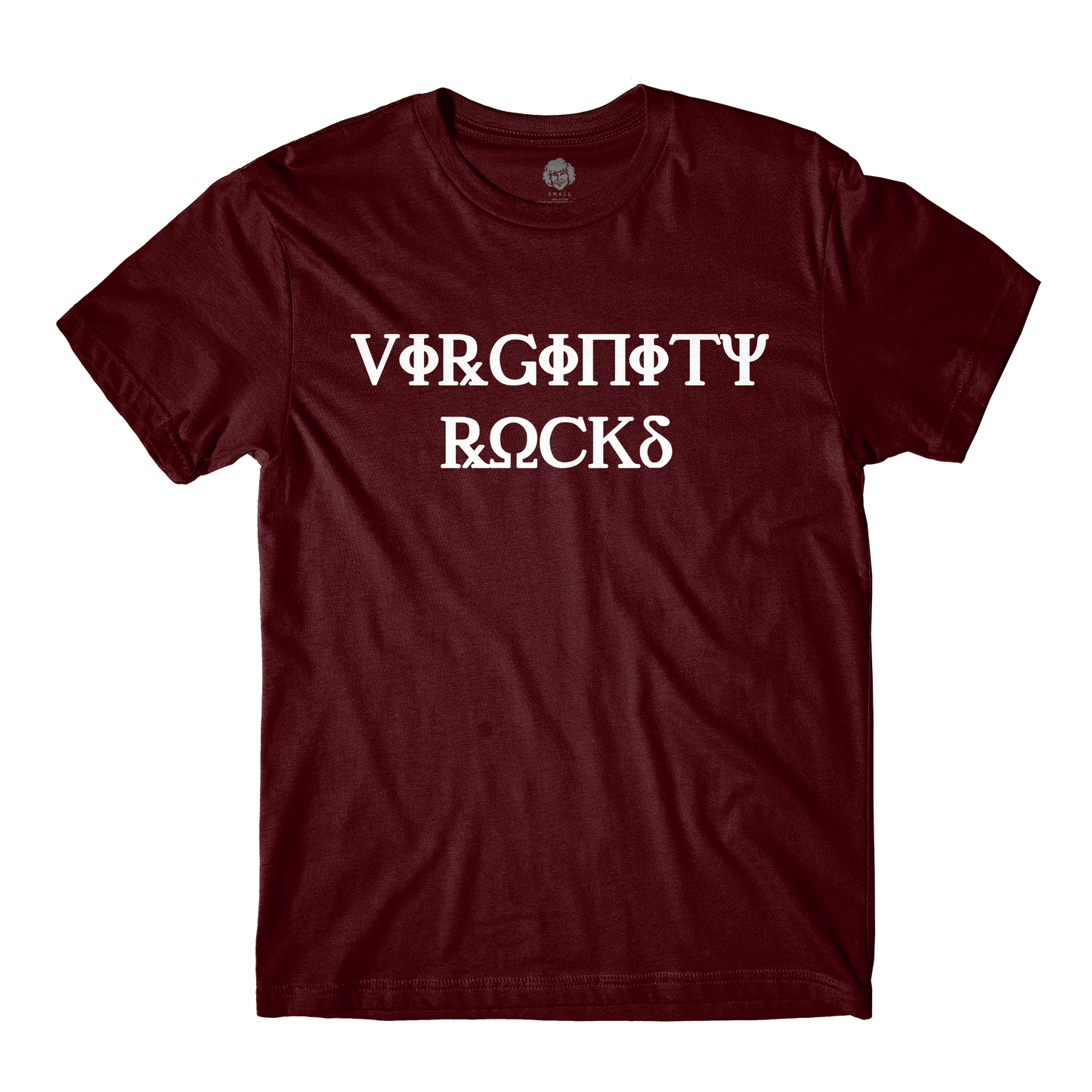 Virginity Rocks Greek Maroon Tee