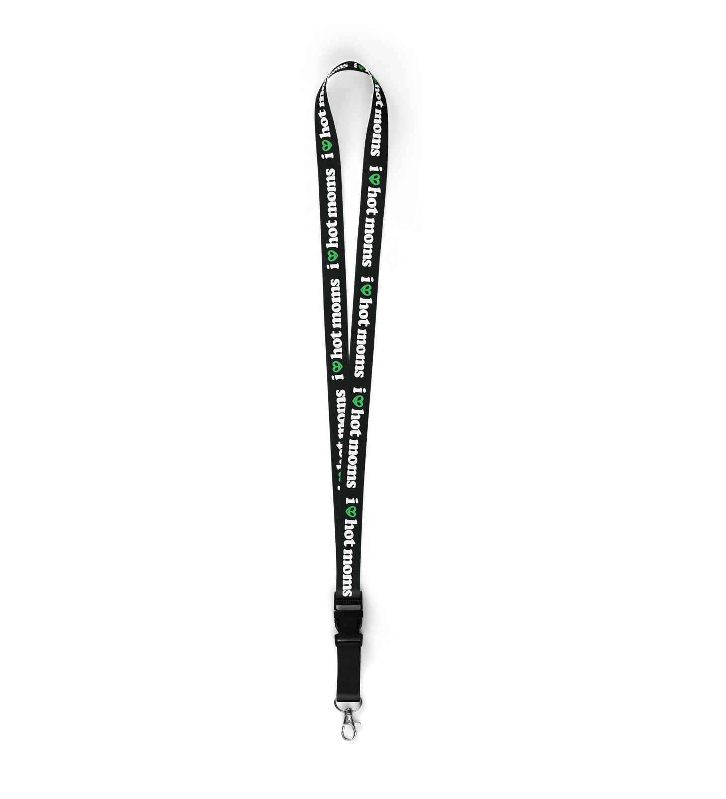 I Heart Hot Moms Alien Black Lanyard