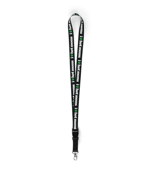 I Heart Hot Moms Alien Black Lanyard