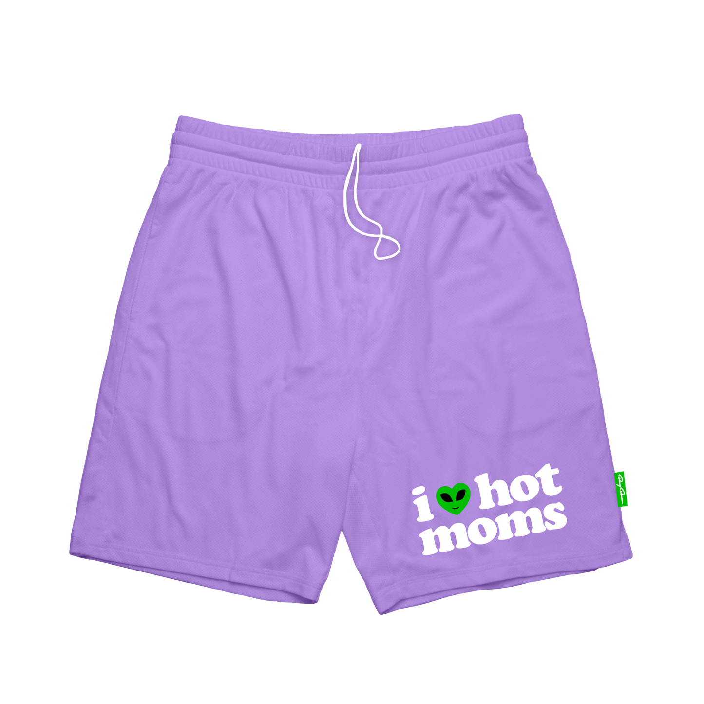 I Heart Hot Moms Alien Lavender Mesh Shorts