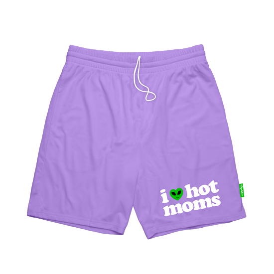 I Heart Hot Moms Alien Lavender Mesh Shorts