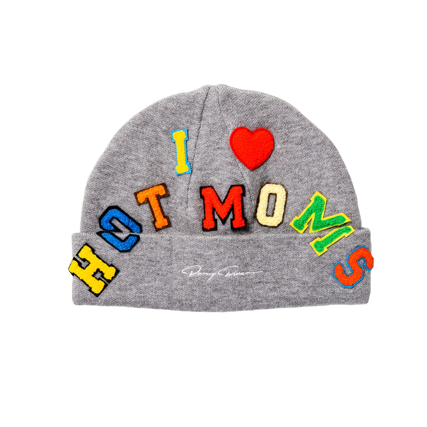 I Heart Hot Moms Patchwork Beanie