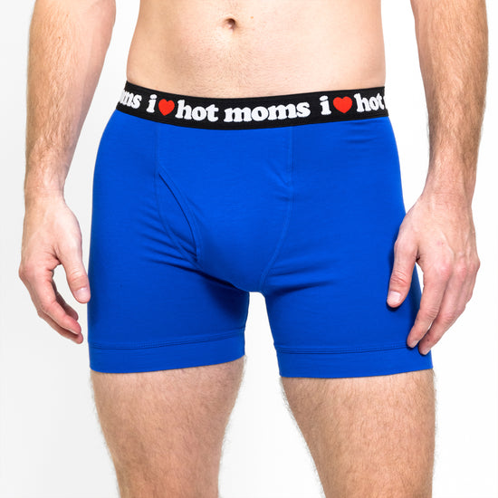 I Heart Hot Moms Blue Boxers