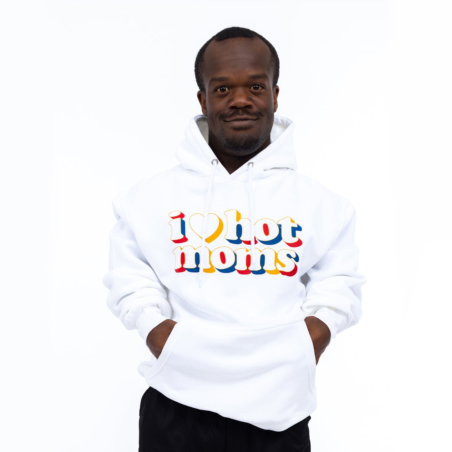 I Heart Hot Moms Border White Hoodie