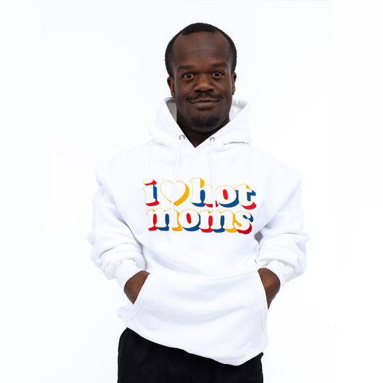 I Heart Hot Moms Border White Hoodie