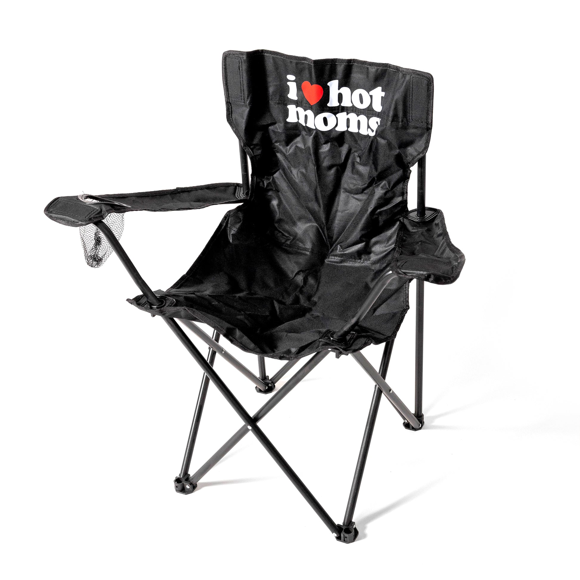 I Heart Hot Moms Black Beach Chair