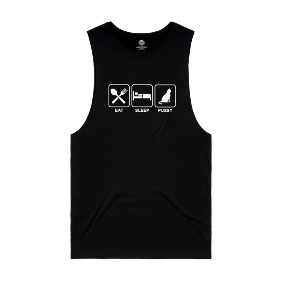 Eat Sleep Pussy Black Sleeveless Tank