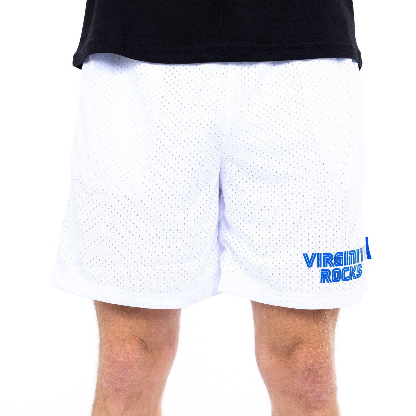 Load image into Gallery viewer, Virginity Rocks Game White Mesh Shorts

