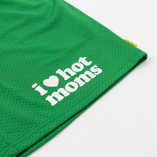 I Heart Hot Moms Green Mesh Shorts