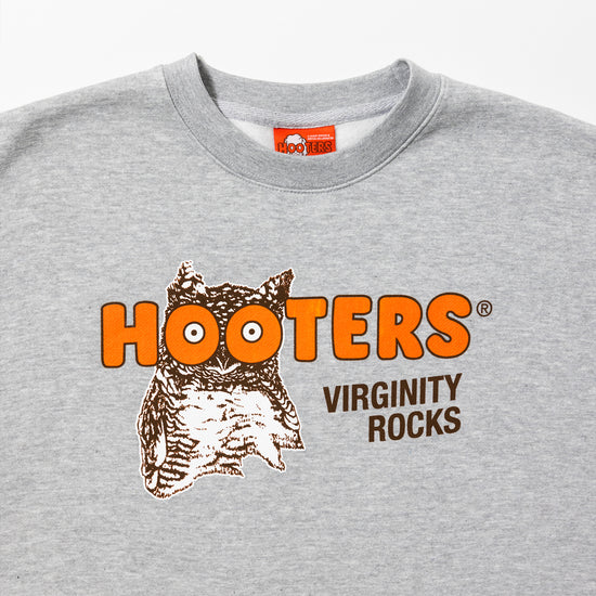 Load image into Gallery viewer, Virginity Rocks x Hooters Grey Crewneck
