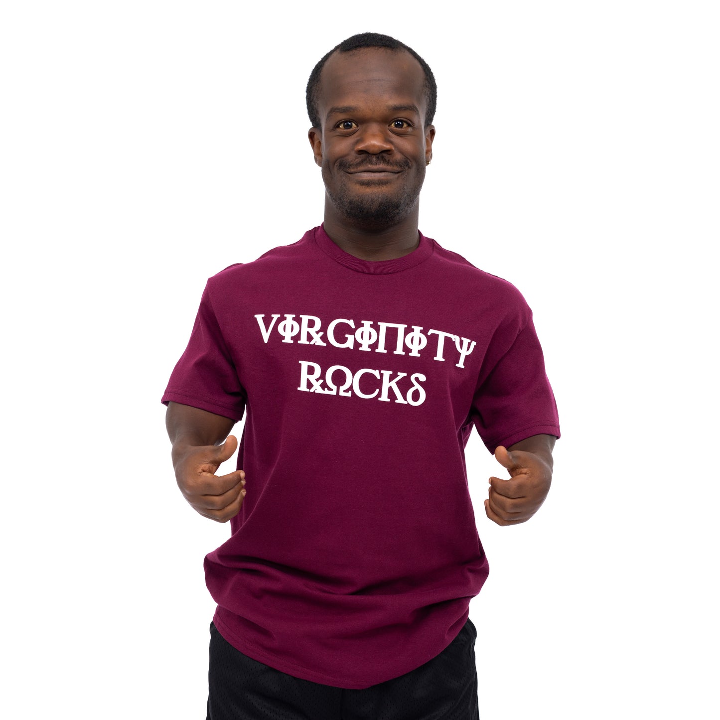 Virginity Rocks Greek Maroon Tee