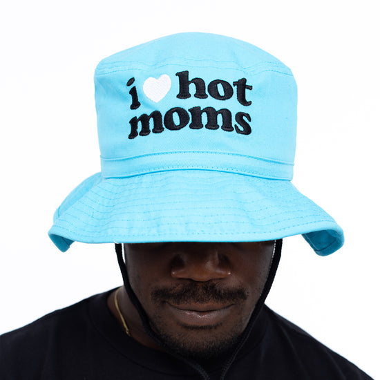 I Heart Hot Moms Light Blue Bucket Hat