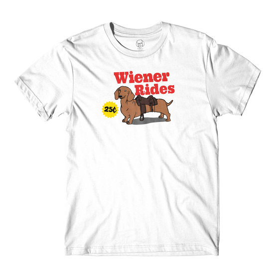 Wiener Rides White Tee