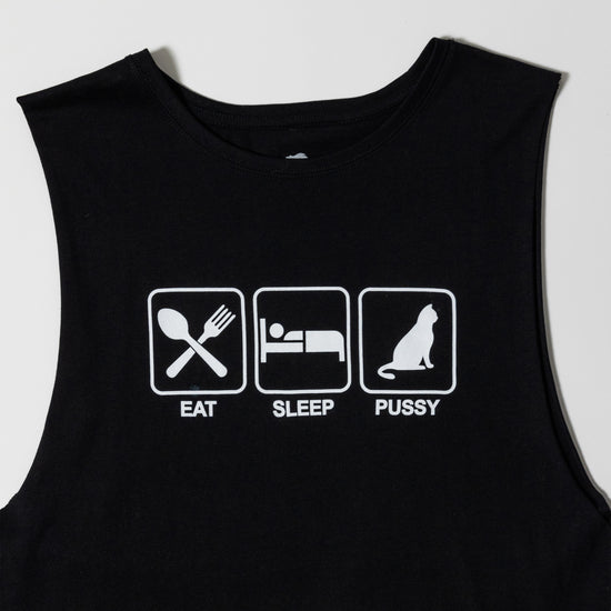 Load image into Gallery viewer, Eat Sleep Pussy Black Sleeveless Tank
