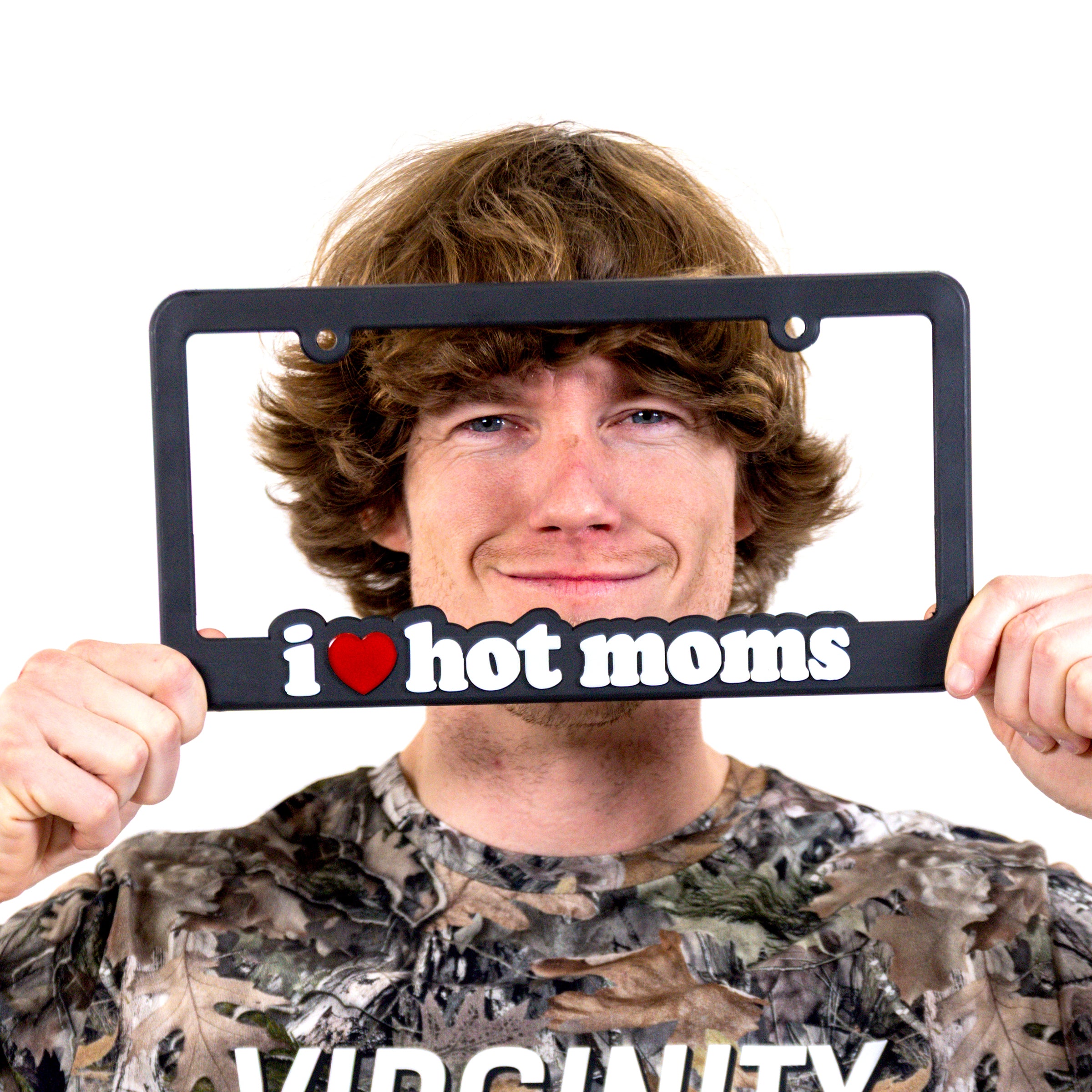 I Heart Hot Moms Black License Plate