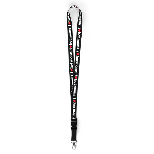 I Heart Hot Moms Black Lanyard