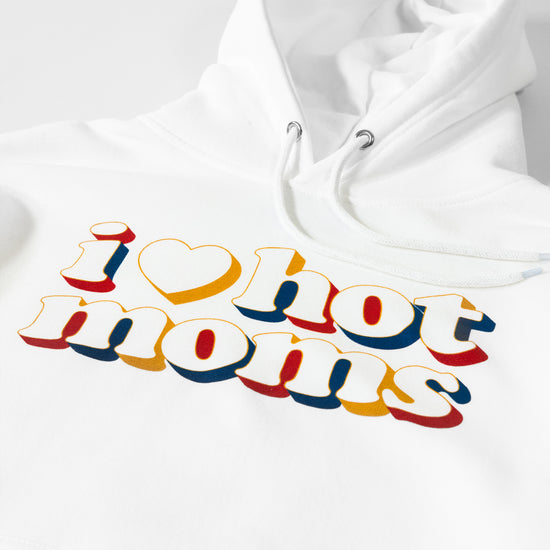 Load image into Gallery viewer, I Heart Hot Moms Border White Hoodie
