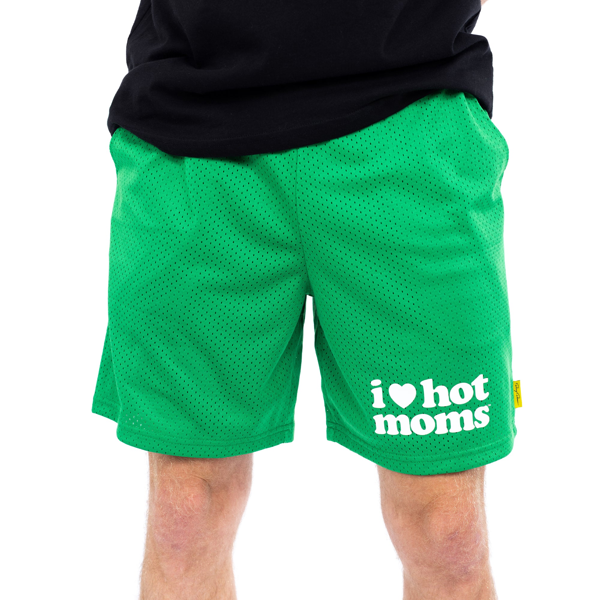 I Heart Hot Moms Green Mesh Shorts