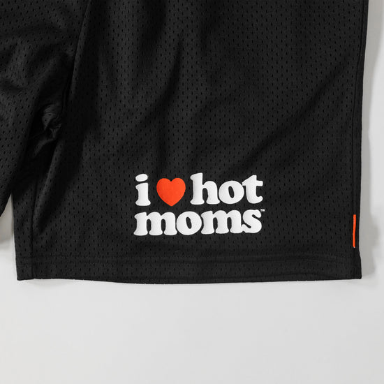 Load image into Gallery viewer, I Heart Hot Moms Black Mesh Shorts
