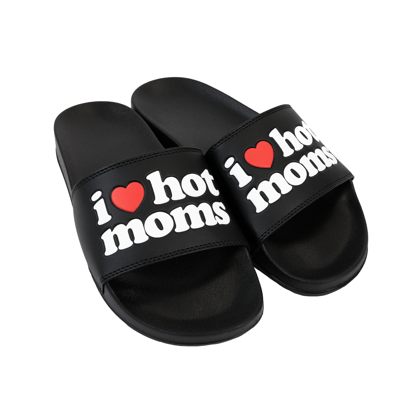 I Heart Hot Moms Black Slides