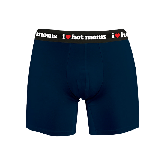 I Heart Hot Moms Navy Boxers