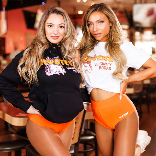 Load image into Gallery viewer, Virginity Rocks x Hooters Black Hoodie
