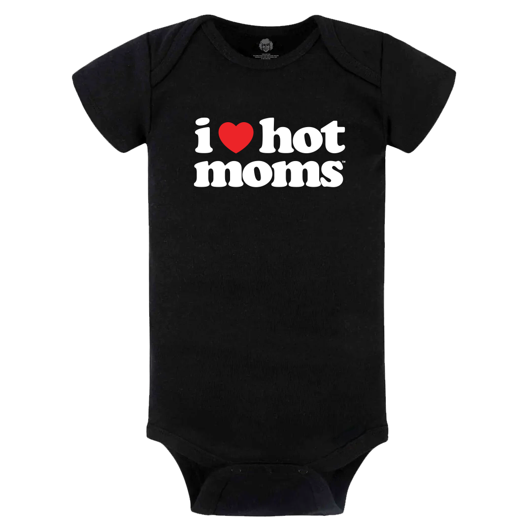 I Heart Hot Moms Black Onesie