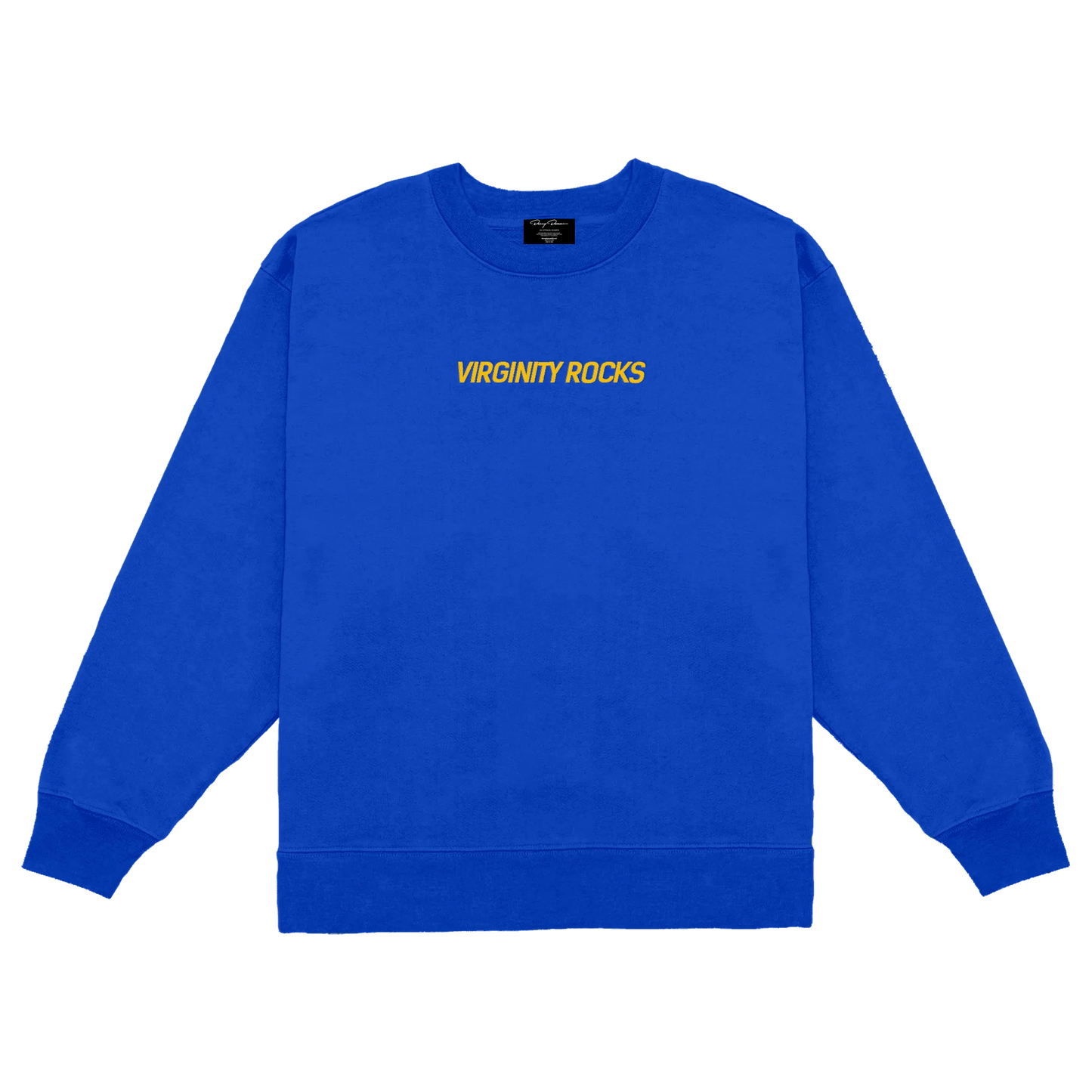 Virginity Rocks Embroidered Royal Blue Crewneck