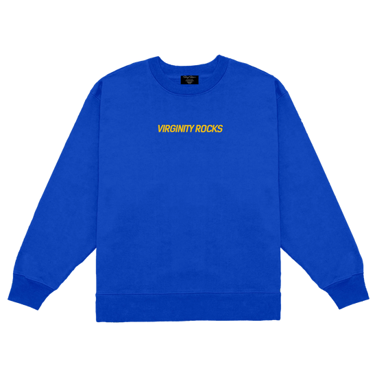 Virginity Rocks Embroidered Royal Blue Crewneck