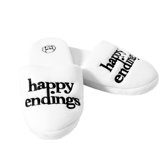 Happy Endings White Slippers