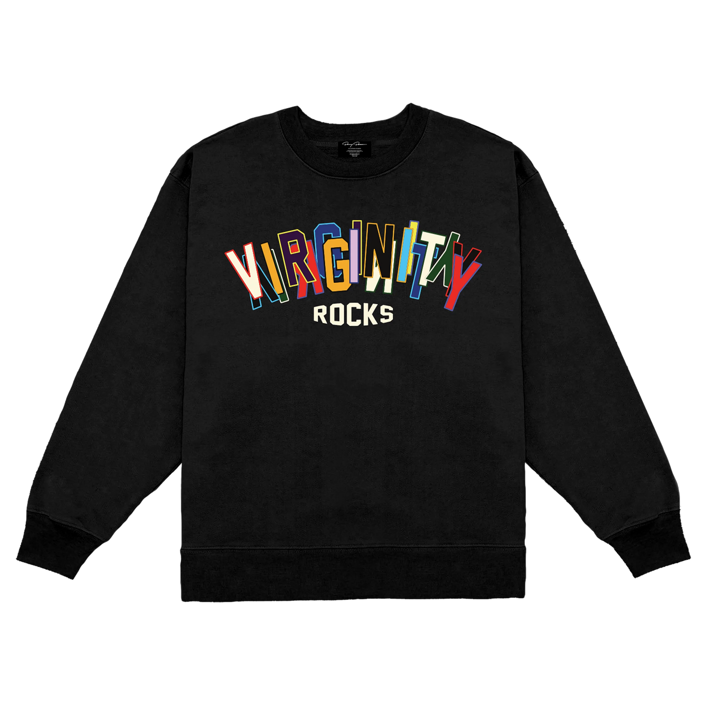 Virginity Rocks Stacked Black Crewneck