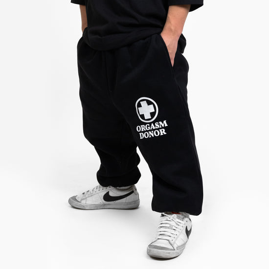 Load image into Gallery viewer, Orgasm Donor Black Sweatpants
