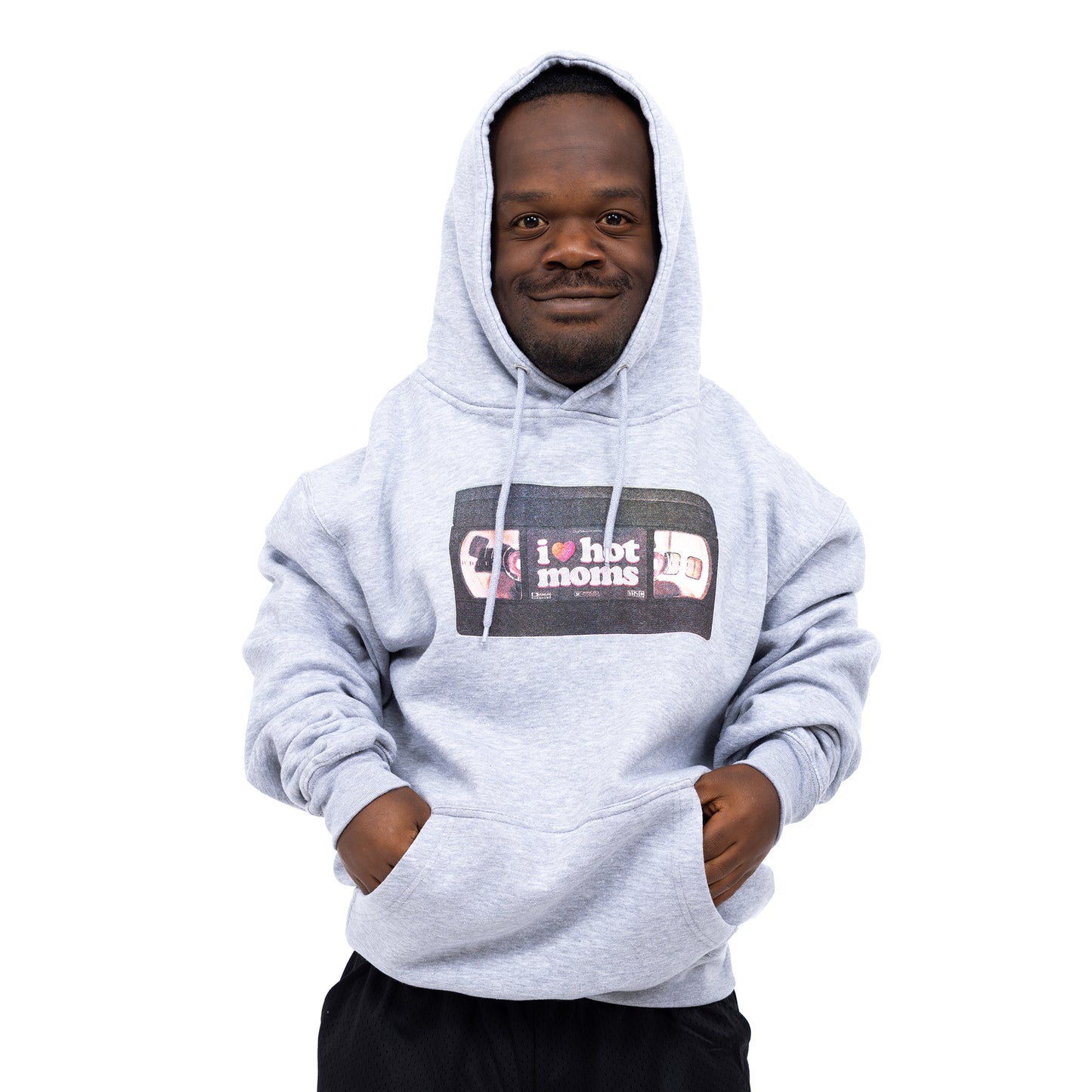 I Heart Hot Moms VHS Grey Hoodie