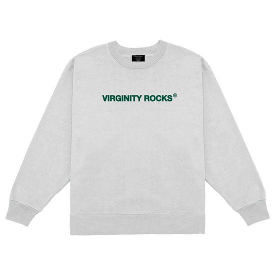 Virginity Rocks Registered White Crewneck