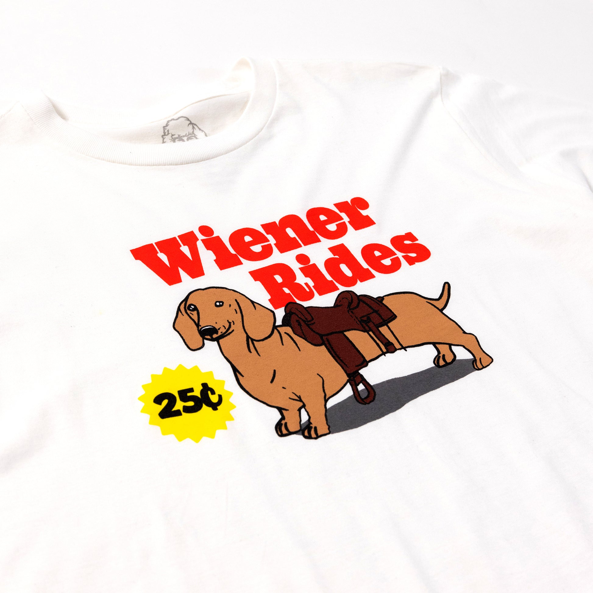 Wiener Rides White Tee