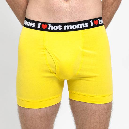 I Heart Hot Moms Yellow Boxers