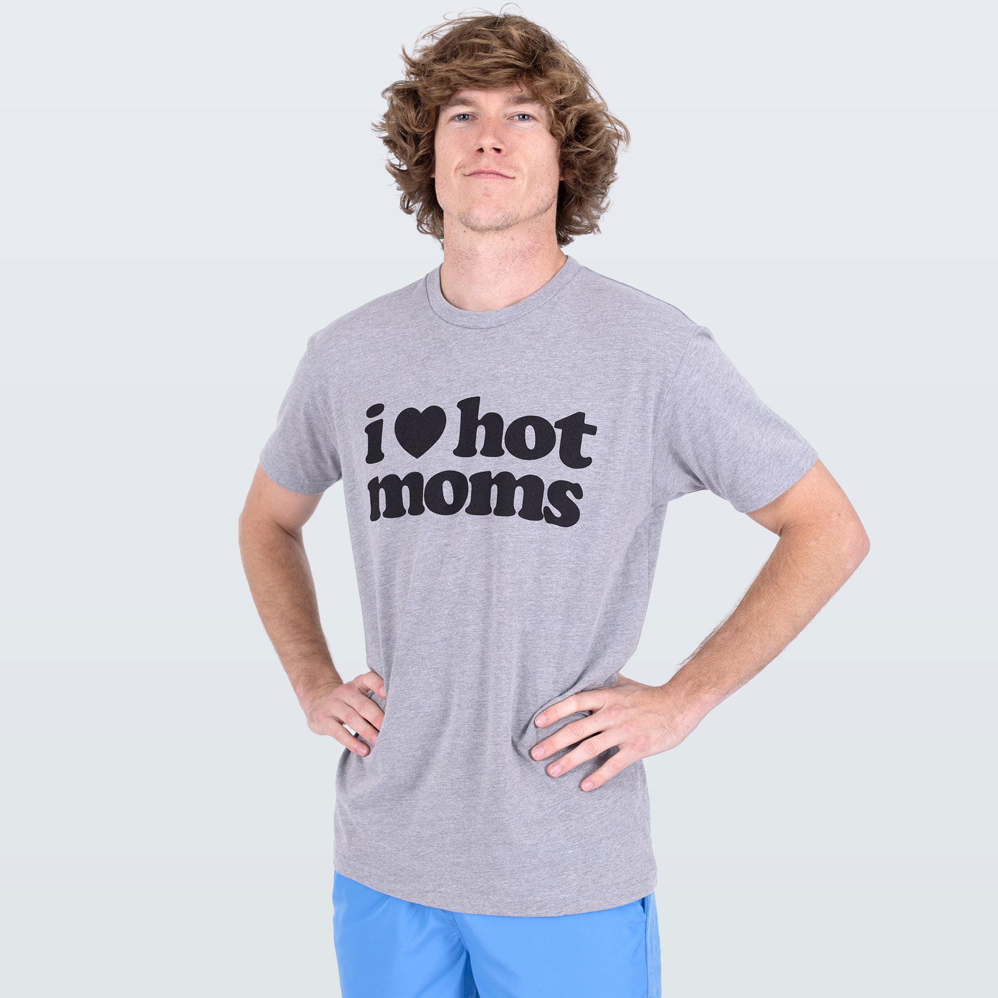 I Heart Hot Moms Army Grey Tee