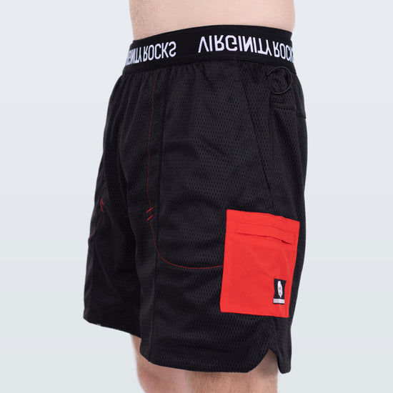 Load image into Gallery viewer, Virginity Rocks Black Training Mesh Shorts
