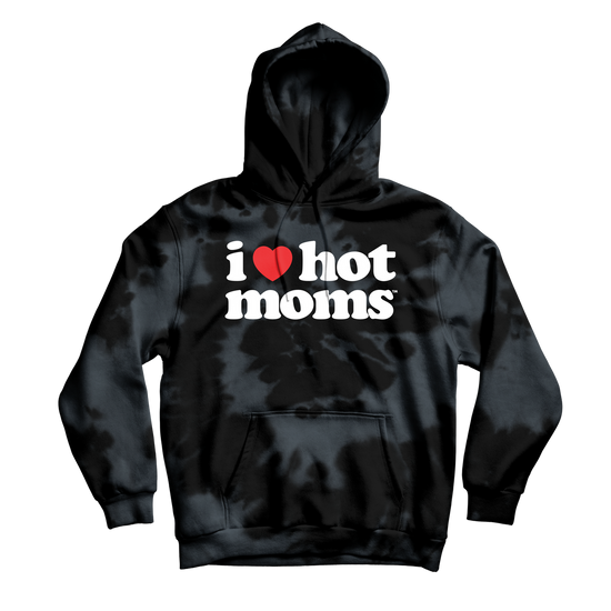 Load image into Gallery viewer, I Heart Hot Moms Black Dye Hoodie
