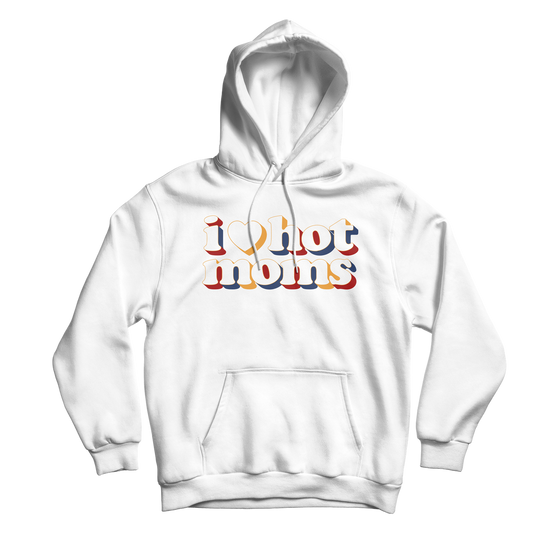 I Heart Hot Moms Border White Hoodie