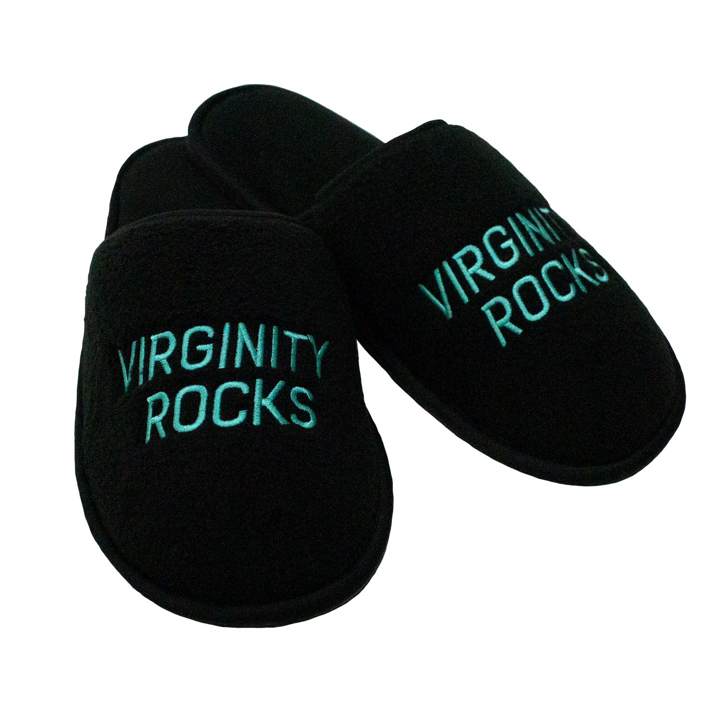 Load image into Gallery viewer, Virginity Rocks Black Slippers
